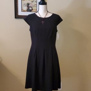 Classic Black Dress with Front Pleats